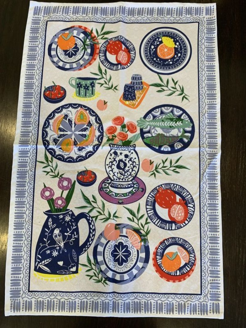 画像1: ティータオル　Mediterranean Plates (1)